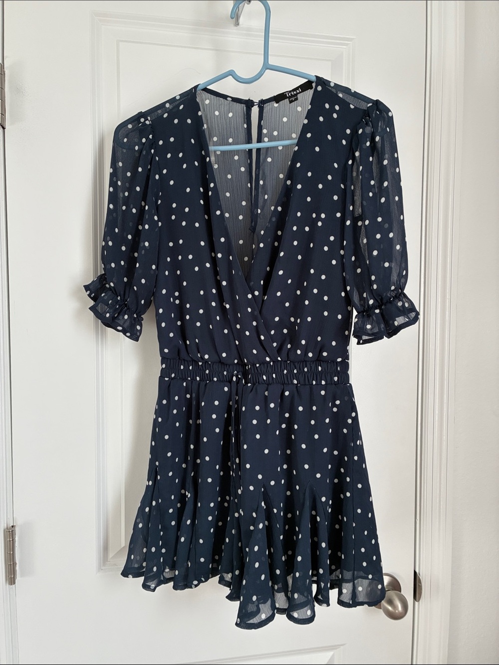 Trixxi Navy Blue Polka Dot Romper